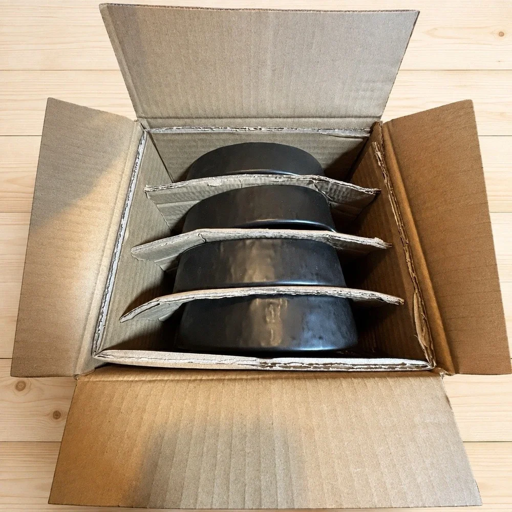 Set of 4 Black Ceramic Oval Au Gratin Baking Dishes Handled 8 Inch